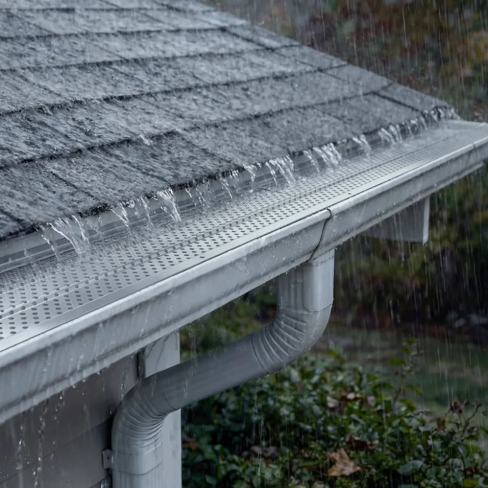 VEVOR Gutter Guard, 5 inch Aluminum Gutter Cover Heavy-Duty, 32ft Length Protection Cover for Leaf & Debris, 0.02 in Thickness Mill Finish, Easy DIY Install, Fast Drainage, Screws Included, 8 PCS