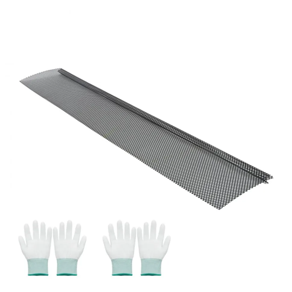 VEVOR Gutter Guard, 6 in Powder-Coated Steel Gutter Screen, Heavy-Duty 120 ft Length, 0.04 in Thickness, Leaf Guard for Debris and Leaves, Easy DIY Install, Fits 6" Standard Systems, 40 Pack, Black