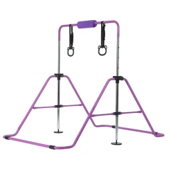 VEVOR Gymnastic Bars for Kids, 140 lbs Capacity Folding Training Kip Bar, Adjustable Height Gymnastic Horizontal Bar for Home, Training Equipment for Indoor and Outdoor, Easy to Assemble, Purple