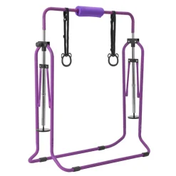 VEVOR Gymnastic Bars for Kids, 140 lbs Capacity Folding Training Kip Bar, Adjustable Height Gymnastic Horizontal Bar for Home, Training Equipment for Indoor and Outdoor, Easy to Assemble, Purple