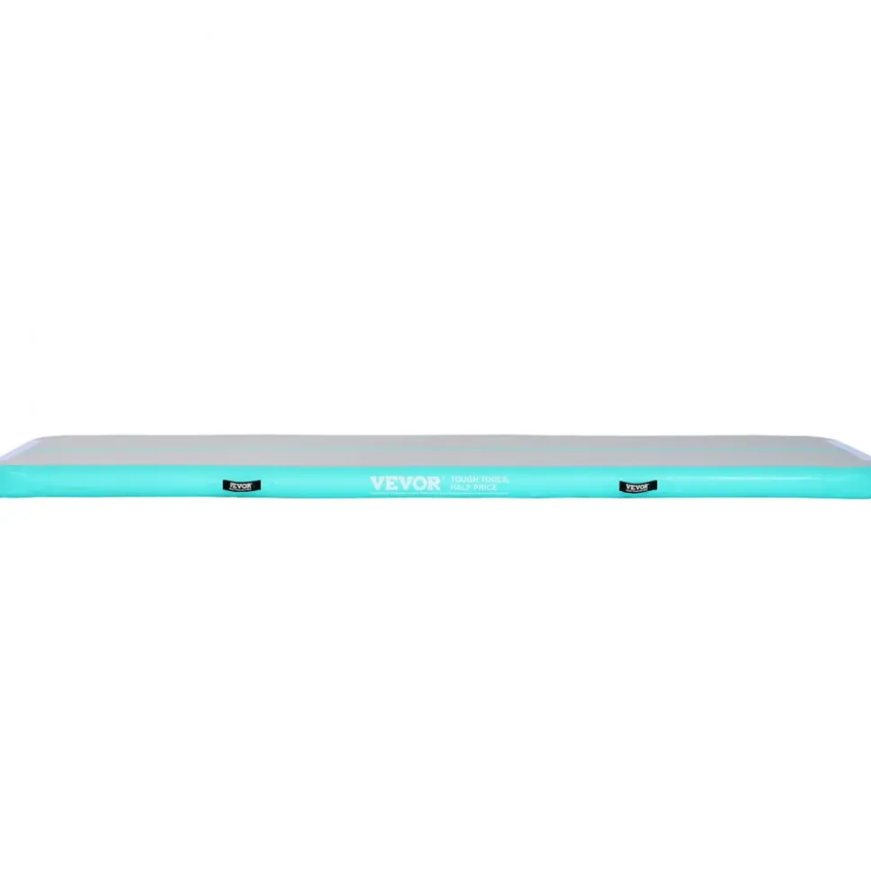 VEVOR Gymnastics Air Mat, 4 inch Thickness Inflatable Gymnastics Tumbling Mat, Tumble Track with Electric Pump, Training Mats for Home Use/Gym/Yoga/Cheerleading/Beach/Park/Water, 10 ft, Mint Green