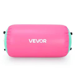 VEVOR Gymnastics Barrel Air Roller 23.6x40 in Inflatable Tumbling Air Mat, Octagon Tumbler Trainer with Electric Pump, Equipment for Back Handspring Training/Home Use/Gym/Yoga/Cheerleading, Pink