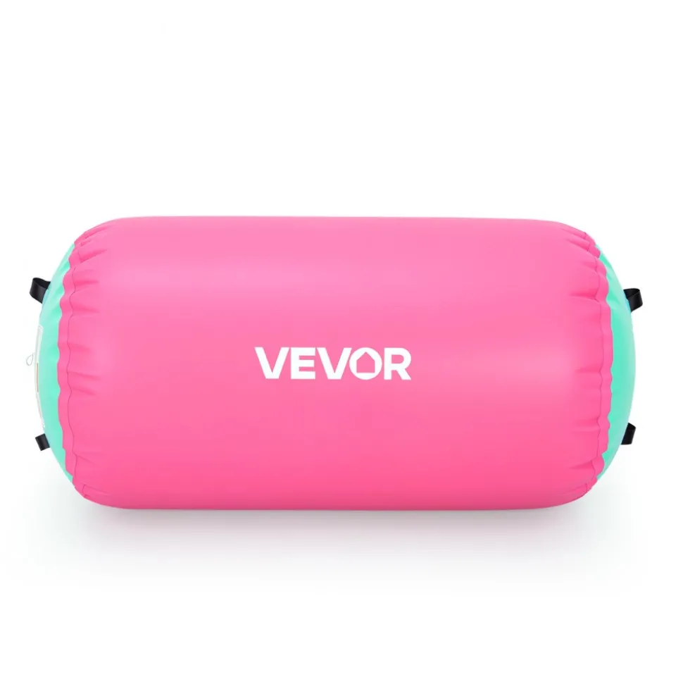 VEVOR Gymnastics Barrel Air Roller 23.6x40 in Inflatable Tumbling Air Mat, Octagon Tumbler Trainer with Electric Pump, Equipment for Back Handspring Training/Home Use/Gym/Yoga/Cheerleading, Pink