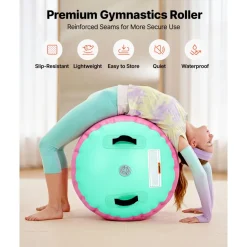 VEVOR Gymnastics Barrel Air Roller 23.6x40 in Inflatable Tumbling Air Mat, Octagon Tumbler Trainer with Electric Pump, Equipment for Back Handspring Training/Home Use/Gym/Yoga/Cheerleading, Pink