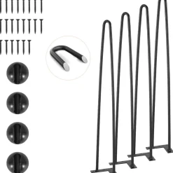 VEVOR 28" Hairpin Furniture Legs, Metal Home DIY Projects for Nightstand, Coffee Table, Desk, 500lbs Load Capacity with Rubber Floor Protectors, Metal Heavy Duty Sturdy Modern Table Legs, 4PCS Black