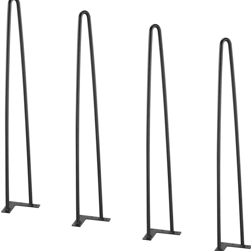 VEVOR 28" Hairpin Furniture Legs, Metal Home DIY Projects for Nightstand, Coffee Table, Desk, 500lbs Load Capacity with Rubber Floor Protectors, Metal Heavy Duty Sturdy Modern Table Legs, 4PCS Black