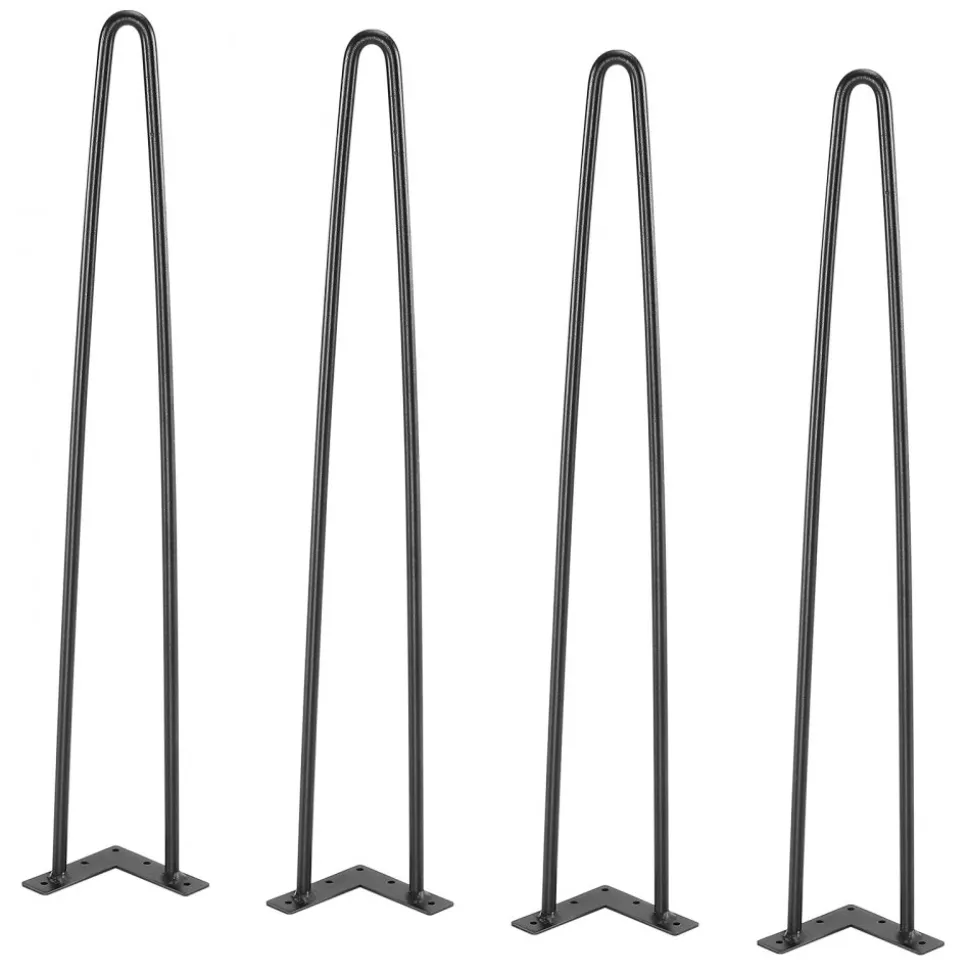 VEVOR 28" Hairpin Furniture Legs, Metal Home DIY Projects for Nightstand, Coffee Table, Desk, 500lbs Load Capacity with Rubber Floor Protectors, Metal Heavy Duty Sturdy Modern Table Legs, 4PCS Black