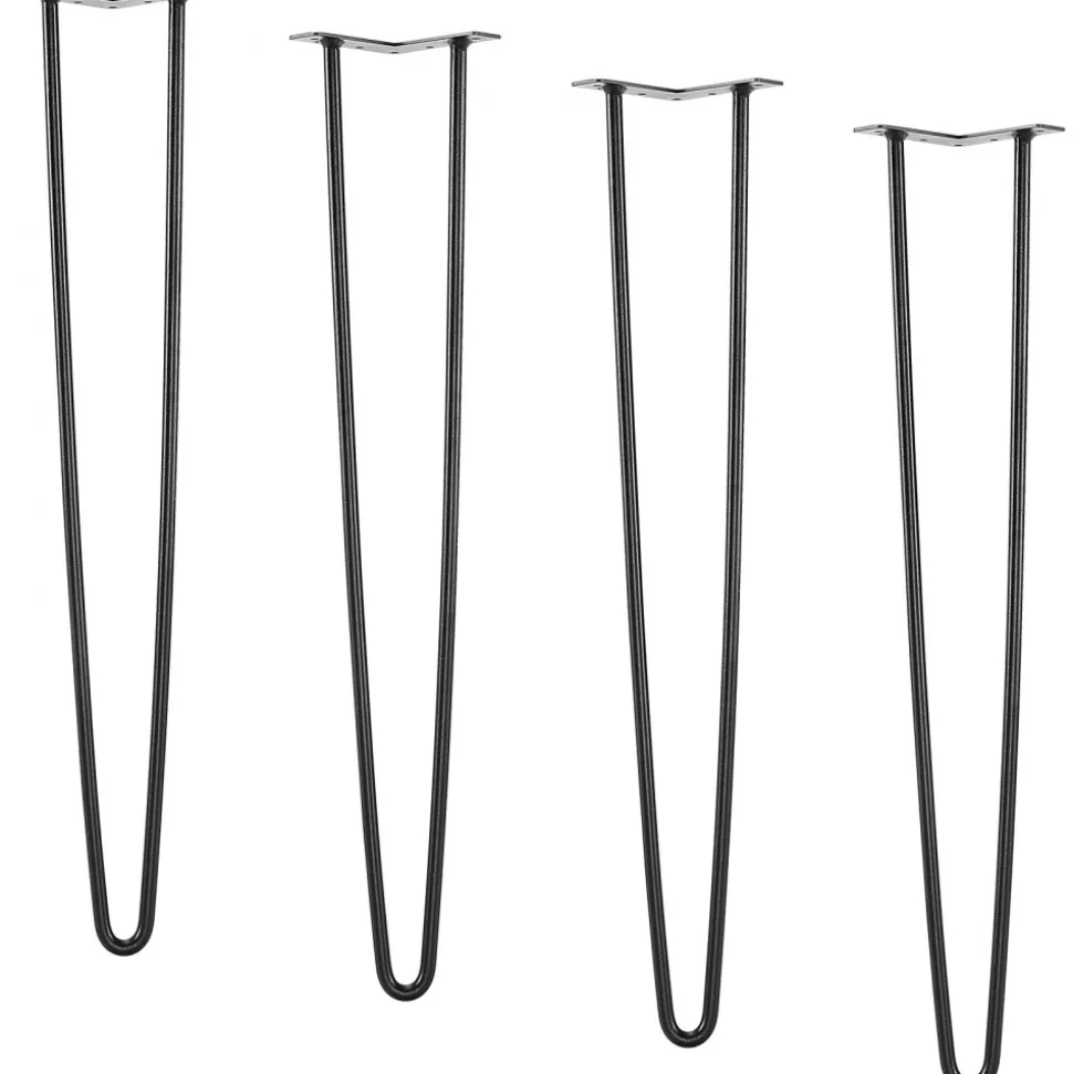 VEVOR 28" Hairpin Furniture Legs, Metal Home DIY Projects for Nightstand, Coffee Table, Desk, 500lbs Load Capacity with Rubber Floor Protectors, Metal Heavy Duty Sturdy Modern Table Legs, 4PCS Black