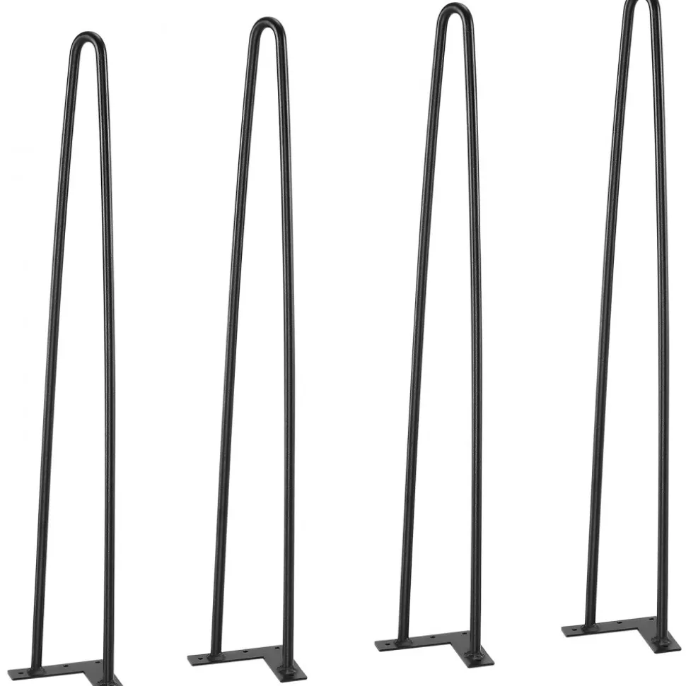 VEVOR 28" Hairpin Furniture Legs, Metal Home DIY Projects for Nightstand, Coffee Table, Desk, 500lbs Load Capacity with Rubber Floor Protectors, Metal Heavy Duty Sturdy Modern Table Legs, 4PCS Black