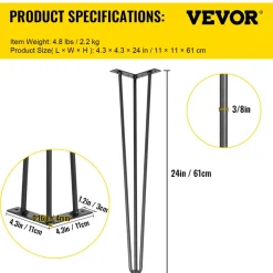 VEVOR Hairpin Table Legs 24