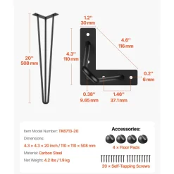 VEVOR Hairpin Table Legs 20