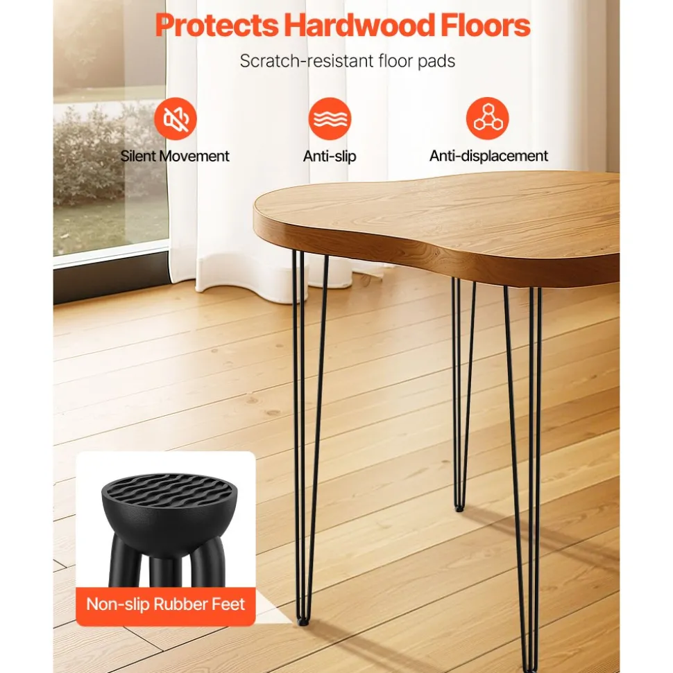 VEVOR Hairpin Table Legs 36 in Black Set of 4 Desk Legs 220 lbs Load Capacity Each Leg Hairpin Desk Legs 3 Rods for Bench Desk Dining End Table Chairs Carbon Steel DIY Heavy Duty Furniture Legs