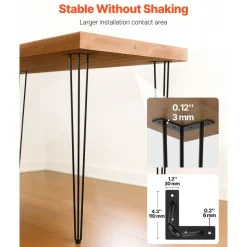 VEVOR Hairpin Table Legs 36 in Black Set of 4 Desk Legs 220 lbs Load Capacity Each Leg Hairpin Desk Legs 3 Rods for Bench Desk Dining End Table Chairs Carbon Steel DIY Heavy Duty Furniture Legs