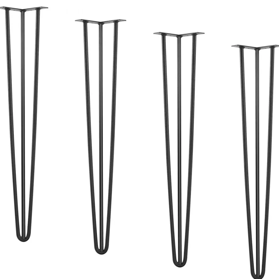VEVOR Hairpin Table Legs 28", Set of 4 Desk Legs 900lbs Load Capacity, Hairpin Desk Legs 3 Rods for Desk Chairs Bench Dining End Table, Solid Carbon Steel Heavy Duty Furniture Legs Black