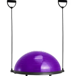 VEVOR Half Exercise Ball Trainer, 23 inch Balance Ball Trainer, 660lbs Stability Ball, Yoga Ball with Resistance Bands & Foot Pump, Strength Fitness Ball for Home Gym, Full Body Workout, Purple