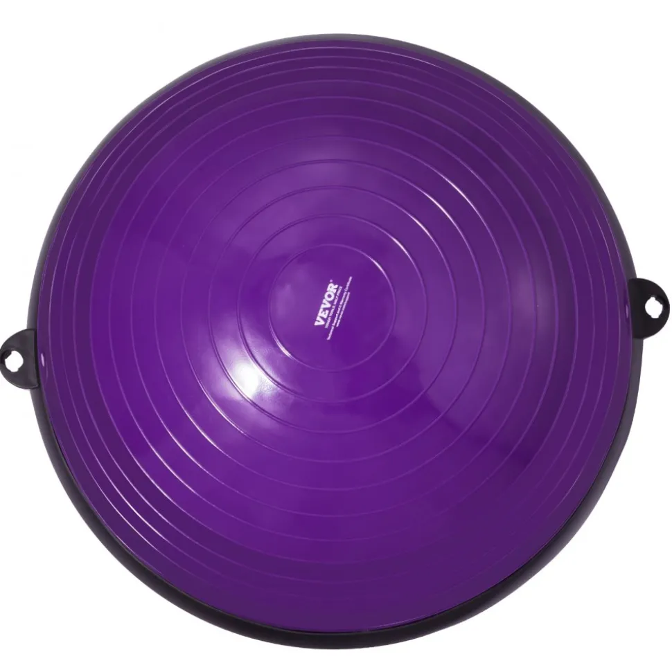 VEVOR Half Exercise Ball Trainer, 23 inch Balance Ball Trainer, 660lbs Stability Ball, Yoga Ball with Resistance Bands & Foot Pump, Strength Fitness Ball for Home Gym, Full Body Workout, Purple