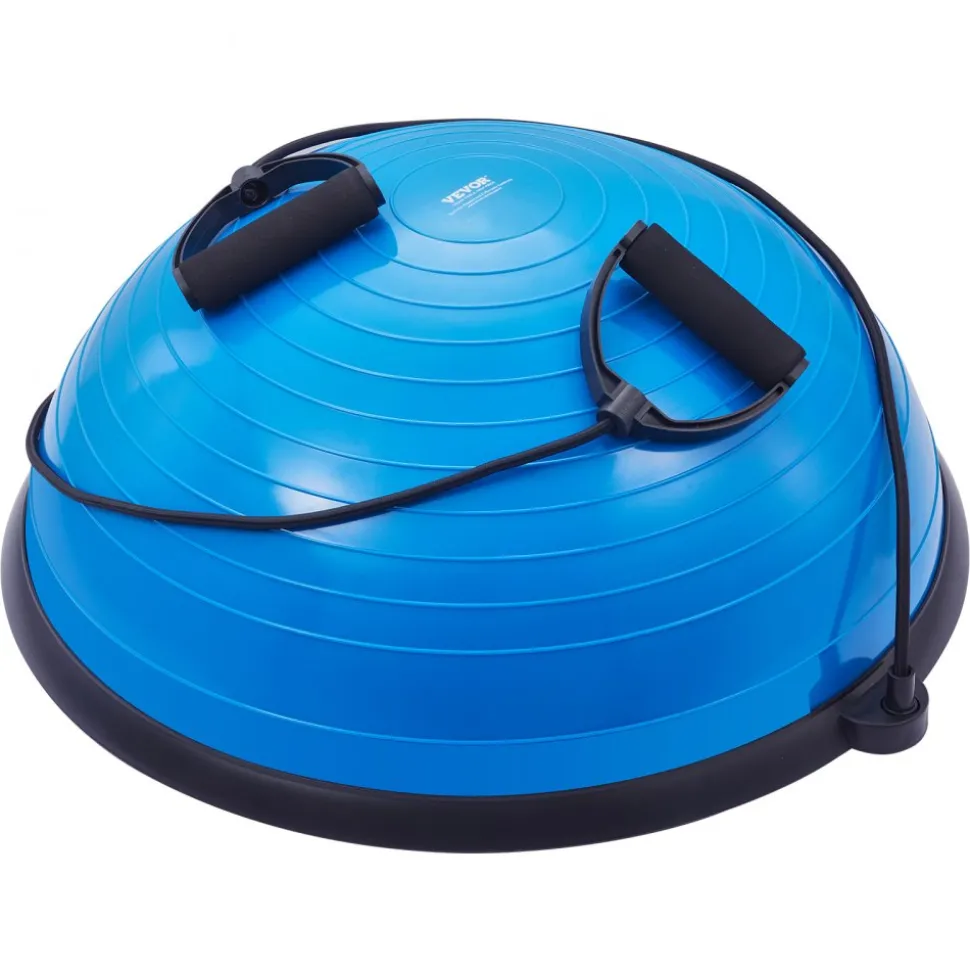 VEVOR Half Exercise Ball Trainer, 26 inch Balance Ball Trainer, 1500lbs Capacity Stability Ball, Yoga Ball with Resistance Bands & Foot Pump, Strength Fitness Ball for Home Gym Full Body Workout, Pink