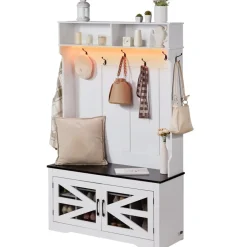 VEVOR Hall Tree Entryway Bench, Coat Rack with Shoe Storage, 32