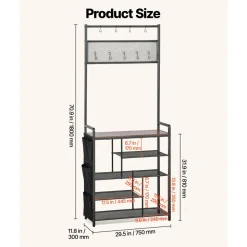 VEVOR Hall Tree, 70.9 in Coat Rack with Shoe Bench & 3 Drawers, 3-in-1 Freestanding Shoe Rack Storage Organizer with Bookshelf & Wire Shelf, Steel Frame Entrance Coat Holder for Entry, Bedroom, Closet