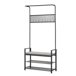 VEVOR Hall Tree, 72 in Coat Rack with Shoe Bench, Freestanding 2-Tier Shoe Rack Storage Organizer with Hooks, Hanging Rod and Wire Shelf, Steel Frame Entrance Coat Holder for Entry, Bedroom, Closet