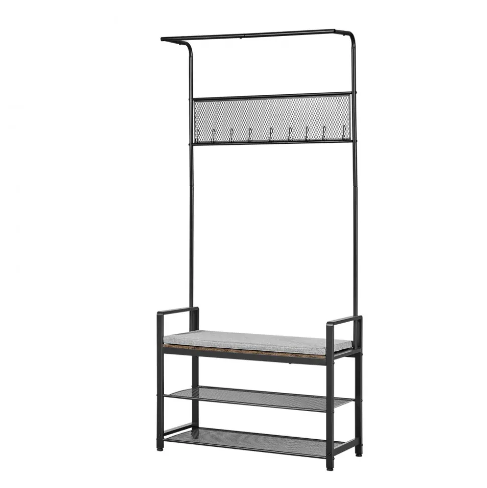 VEVOR Hall Tree, 72 in Coat Rack with Shoe Bench, Freestanding 2-Tier Shoe Rack Storage Organizer with Hooks, Hanging Rod and Wire Shelf, Steel Frame Entrance Coat Holder for Entry, Bedroom, Closet