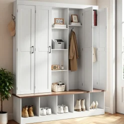 VEVOR Hall Tree with Bench and Shoe Storage, 63