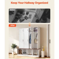 VEVOR Hall Tree with Bench and Shoe Storage, 59
