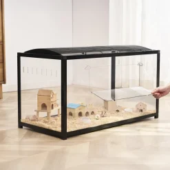 VEVOR Hamster Cage, 360° Viewing Transparent Hamster Habitats, Small Animal Cage, 37.8 x 18.5 x 21.7 in, Ventilated Pet Mouse Cages with Front Door, Portable Hamster House for Rats, Guinea Pigs