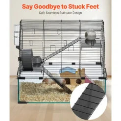 VEVOR Hamster Cage, 360° Viewing Transparent Hamster Habitats, Small Animal Cage, 29.5 x 17.3 x 24 in, Ventilated Pet Mouse Cages with Water Bottle, Portable Hamster House for Rats, Guinea Pigs