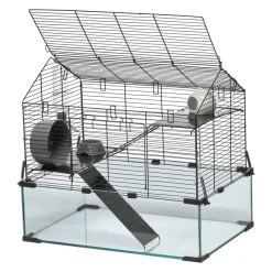 VEVOR Hamster Cage, 360° Viewing Transparent Hamster Habitats, Small Animal Cage, 29.5 x 17.3 x 24 in, Ventilated Pet Mouse Cages with Water Bottle, Portable Hamster House for Rats, Guinea Pigs