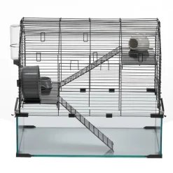 VEVOR Hamster Cage, 360° Viewing Transparent Hamster Habitats, Small Animal Cage, 29.5 x 17.3 x 24 in, Ventilated Pet Mouse Cages with Water Bottle, Portable Hamster House for Rats, Guinea Pigs
