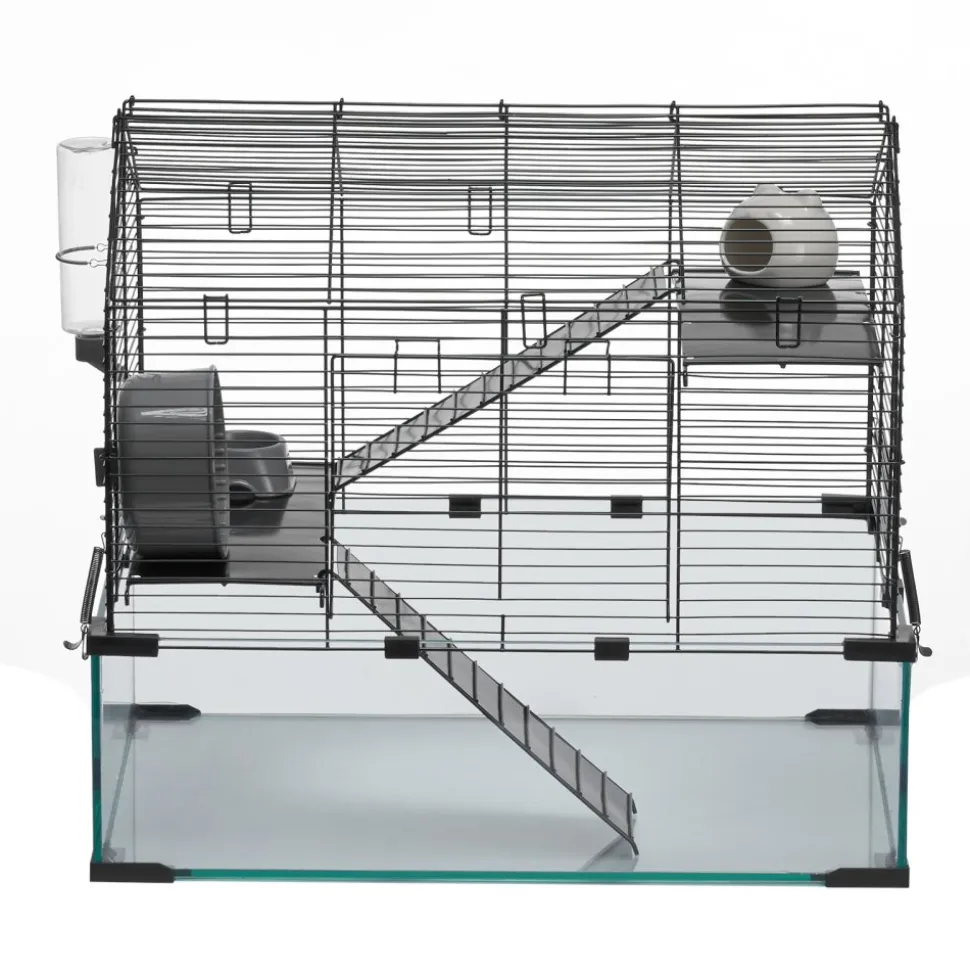 VEVOR Hamster Cage, 360° Viewing Transparent Hamster Habitats, Small Animal Cage, 29.5 x 17.3 x 24 in, Ventilated Pet Mouse Cages with Water Bottle, Portable Hamster House for Rats, Guinea Pigs