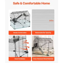VEVOR Hamster Cage, 360° Viewing Transparent Hamster Habitats, Small Animal Cage, 29.5 x 17.3 x 24 in, Ventilated Pet Mouse Cages with Water Bottle, Portable Hamster House for Rats, Guinea Pigs