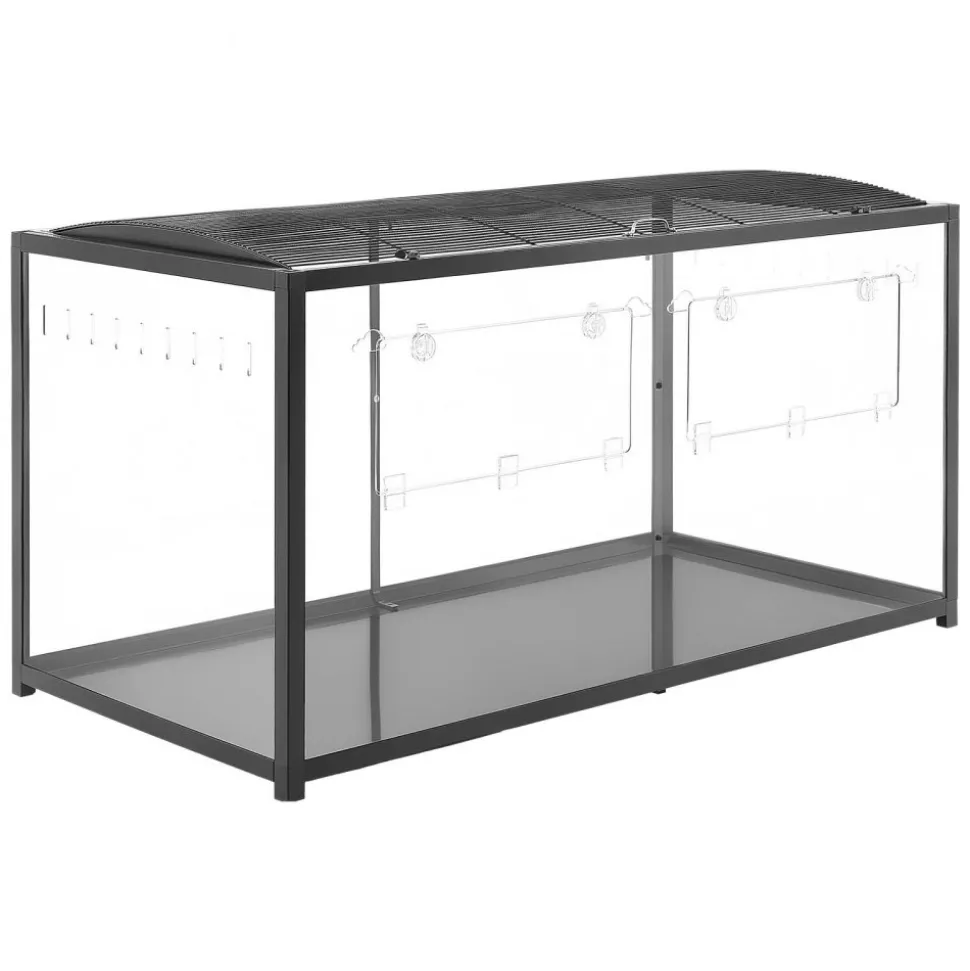 VEVOR Hamster Cage 47.2"x23.6"x25.4" 360° Viewing Metal Hamster Habitat, Transparent Small Animal Cage with Top Access & Front Door, Large Portable Pet House for Guinea Pig, Gerbil (7.7 ft², Black)