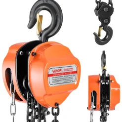VEVOR Hand Chain Hoist, 2 Ton 4400 lbs Capacity, Manual Chain Block with Upgrade G80 Galvanized Chain, 20 ft Lifting Height, Heavy Duty Pulley Hoist for Garage Warehouse Automotive Machinery, Orange
