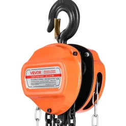 VEVOR Hand Chain Hoist, 2 Ton 4400 lbs Capacity, Manual Chain Block with Upgrade G80 Galvanized Chain, 20 ft Lifting Height, Heavy Duty Pulley Hoist for Garage Warehouse Automotive Machinery, Orange