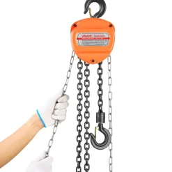 VEVOR Hand Chain Hoist, 1 Ton 2200 lbs Capacity, Manual Chain Block with Upgrade G80 Galvanized Chain, 20 ft Lifting Height, Heavy Duty Pulley Hoist for Garage Warehouse Automotive Machinery, Orange