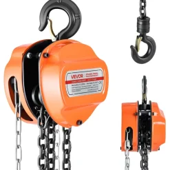 VEVOR Hand Chain Hoist, 1 Ton 2200 lbs Capacity, Manual Chain Block with Upgrade G80 Galvanized Chain, 20 ft Lifting Height, Heavy Duty Pulley Hoist for Garage Warehouse Automotive Machinery, Orange