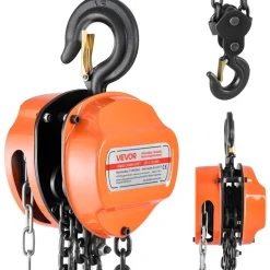 VEVOR Hand Chain Hoist, 1 Ton 2200 lbs Capacity, Manual Chain Block with Upgrade G70 Galvanized Chain, 8 ft Lifting Height, Heavy Duty Pulley Hoist for Garage Warehouse Automotive Machinery, Red