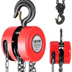 VEVOR Hand Chain Hoist, 2 Ton 4400 lbs Capacity, Manual Chain Block with Upgrade G70 Galvanized Chain, 10 ft Lifting Height, Heavy Duty Pulley Hoist for Garage Warehouse Automotive Machinery, Red
