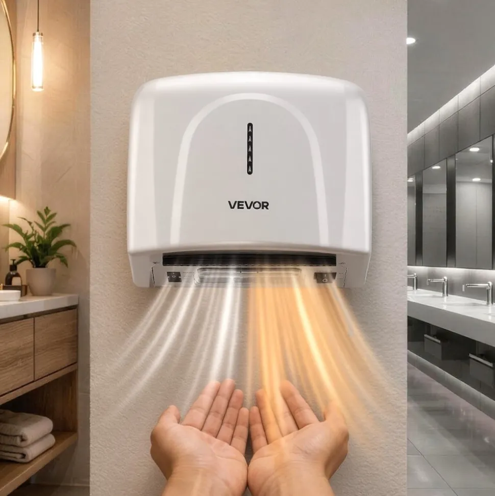 VEVOR Hand Dryer, 1300W Bathroom Air Hand Dryer, Automatic High Speed with HEPA Filter, Fast Drying, Premium ABS Construction, AC110-120V Commercial Wall Mounted for Home Bathroom, Guest Room,Homestay