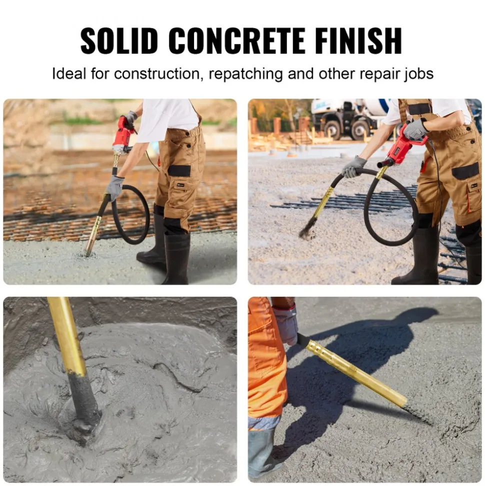 VEVOR Handheld Concrete Vibrator, 800W Electric Vibrator 13000 VPM, Electric Concrete Vibrating Tool With 6.6ft / 2m Shaft Rod, Portable Pencil Cement Vibrator Remove Air Bubble and Mix Concrete