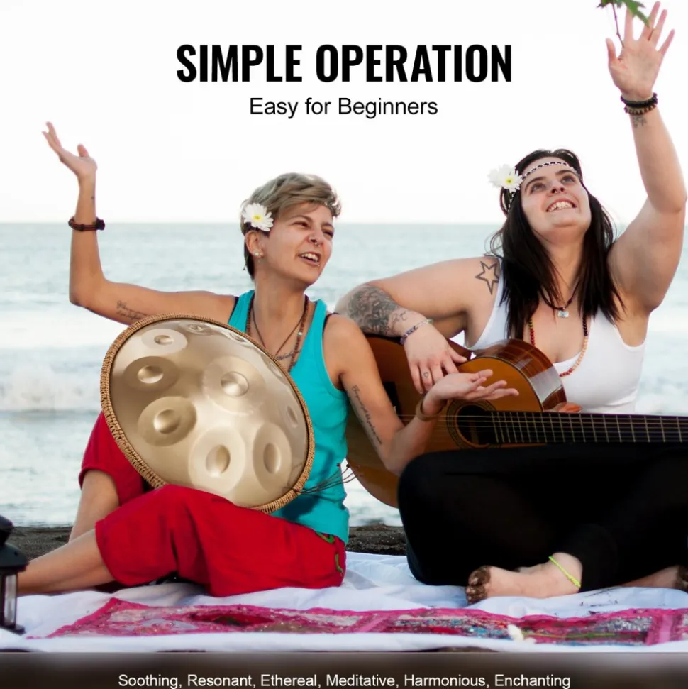 VEVOR Handpan Drum, 22 in & 10 Notes, D Minor Hand Drum, Hand Pan Drum Instrument with Mallets, 432Hz Handpan Stand & Carry Bag, Steel Healing Sound Drum, Percussion Instruments for Adults Beginners
