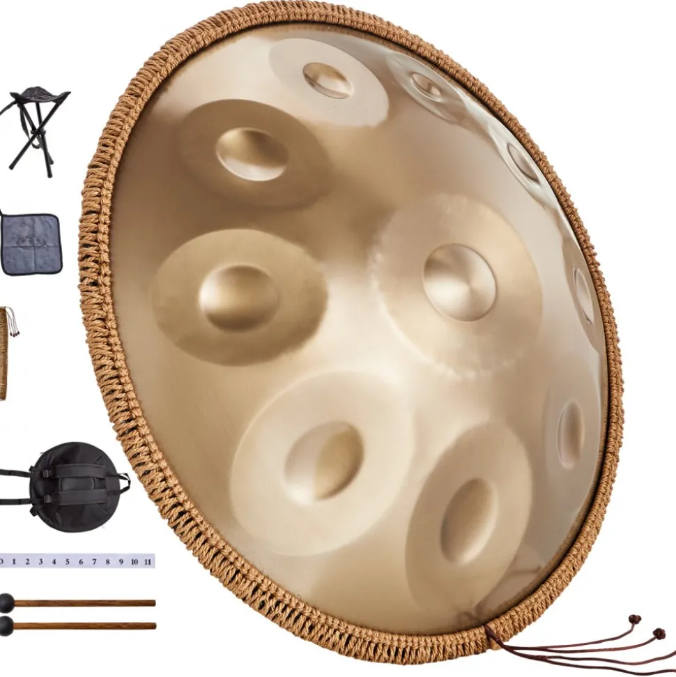 VEVOR Handpan Drum, 22 in & 10 Notes, D Minor Hand Drum, Hand Pan Drum Instrument with Mallets, 432Hz Handpan Stand & Carry Bag, Steel Healing Sound Drum, Percussion Instruments for Adults Beginners