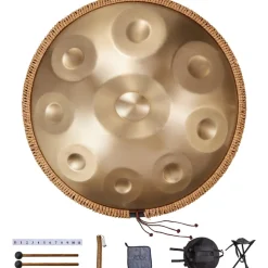 VEVOR Handpan Drum, 22 in & 9 Notes, D Minor Hand Drum, Hand Pan Drum Instrument with Mallets, 440Hz Handpan Stand & Carry Bag, Steel Healing Sound Drum, Percussion Instruments for Adults Beginners