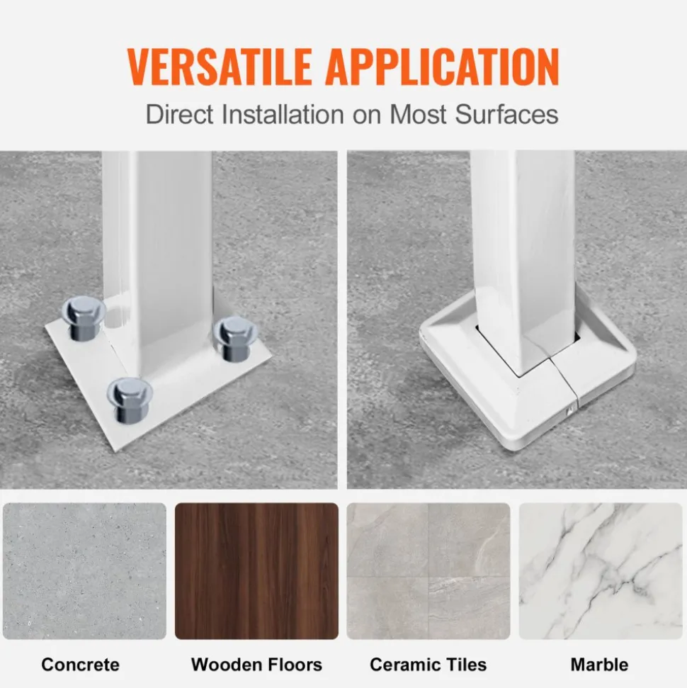 VEVOR Handrails for Outdoor Steps, Fit 1 or 3 Steps Outdoor Stair Railing, White Wrought Iron Handrail, Flexible Front Porch Hand Rail, Transitional Handrails for Concrete Steps or Wooden Stairs
