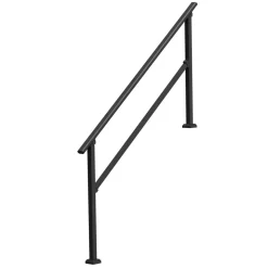 VEVOR Handrails for Outdoor Steps, 5 Step Stair Hand Rail Kit, Transitional Carbon Steel Railings with Installation Kit, Stair Rails for Seniors, Concrete Steps & Porch & Deck, Black Retro Arch