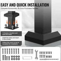 VEVOR Handrails for Outdoor Steps, 1-2 Step Stair Hand Rail Kit, Transitional Carbon Steel Railings with Installation Kit, Stair Rails for Seniors, Concrete Steps & Porch & Deck, Black Retro Arch