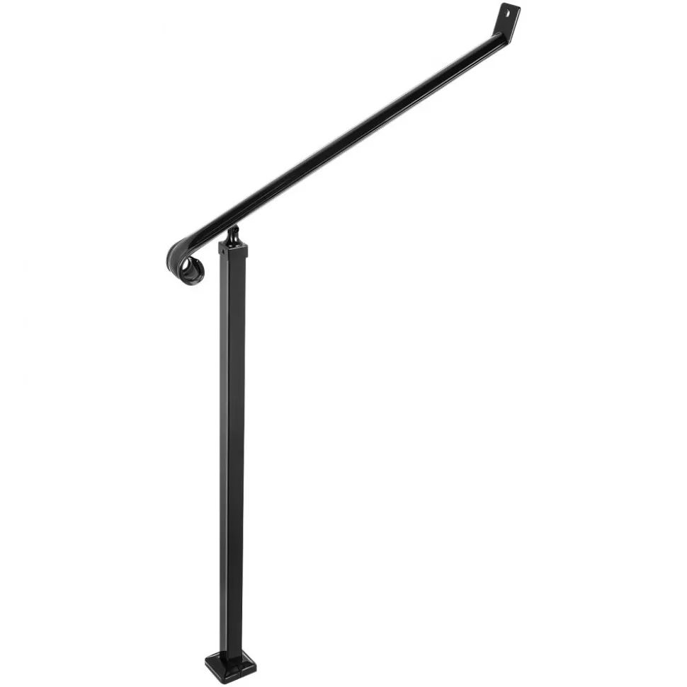 VEVOR Handrails for Outdoor Steps, 3-4 Step Stair Hand Rail Kit, Transitional Carbon Steel Railings with Installation Kit, Stair Rails for Seniors, Concrete Steps & Porch & Deck, White Retro Arch