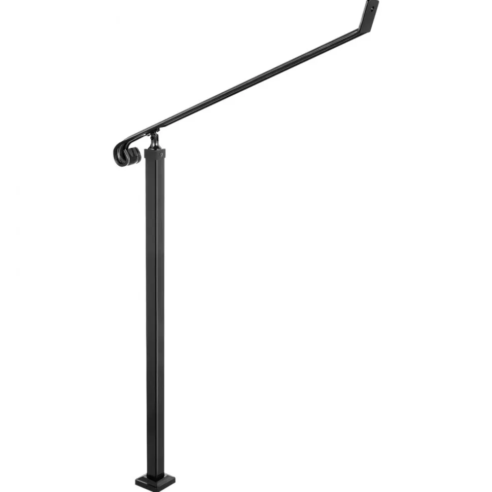 VEVOR Handrails for Outdoor Steps, 3-4 Step Stair Hand Rail Kit, Transitional Carbon Steel Railings with Installation Kit, Stair Rails for Seniors, Concrete Steps & Porch & Deck, White Retro Arch
